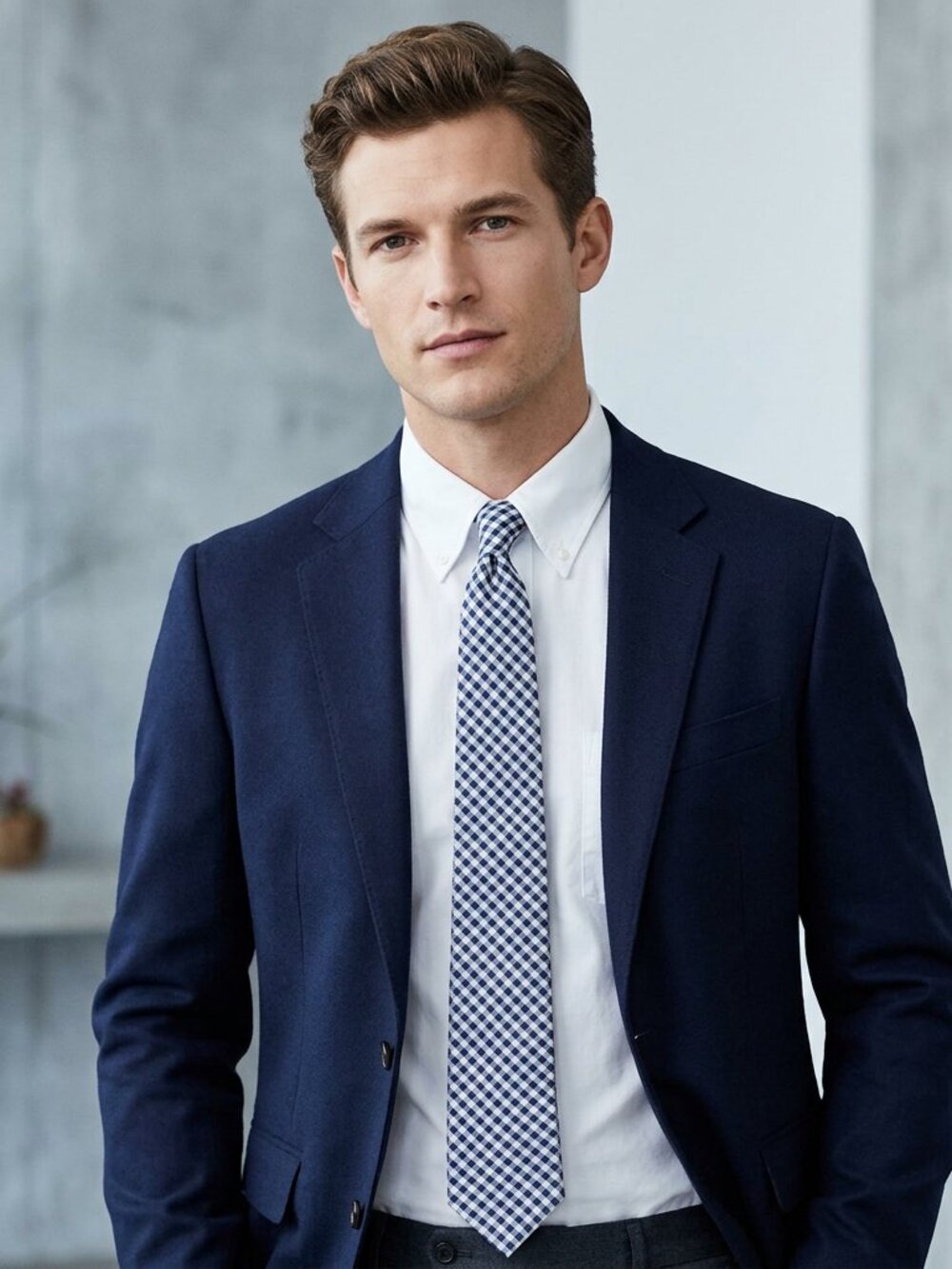 J.CREW tie in a classic blue check. Perfect for any occasion, this tie adds a to